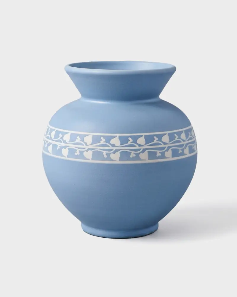 Hand-Painted Ceramic Etrusca Vase, Blue