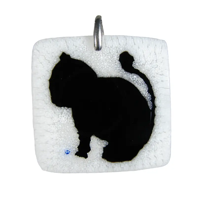 Handcrafted Murano glass Black Cat pendant