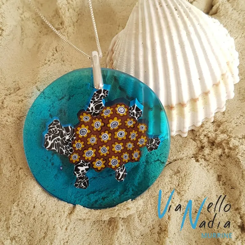 Handcrafted Murano glass pendant Turtle