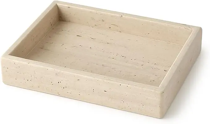 Handcrafted Natural Travertine Tray 25 × 15 cm