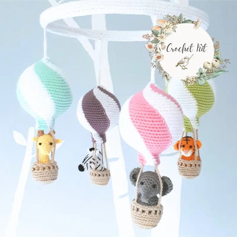 Hot Air Balloon Baby Mobile Crochet Kit – DIY Nursery Decor