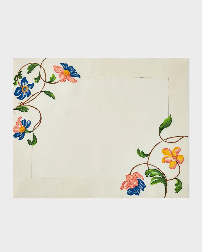 Houria Tazi Olea Hand-Painted Linen Placemat