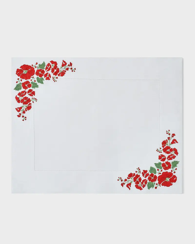 Houria Tazi Poppy Hand-Painted Linen Placemat