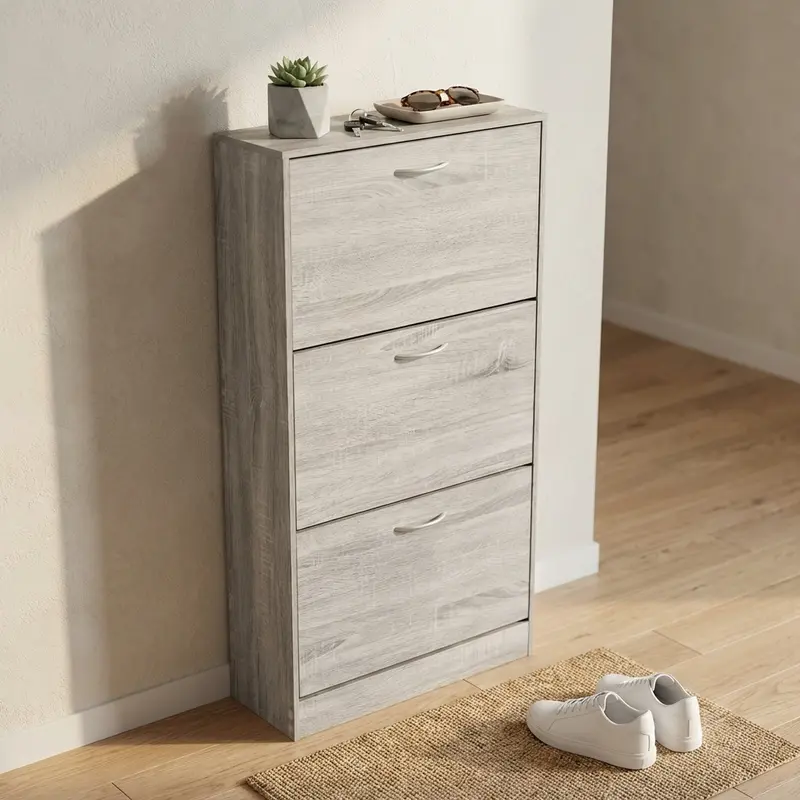 Imogen - scarpiera in legno grigio chiaro 60x24x115