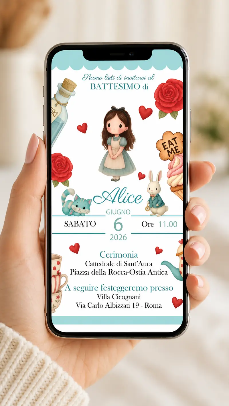 Invito Digitale Alice nel Paese delle Meraviglie 1
