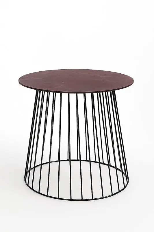 Iron Side Table with Burgundy Slate Top Ø60 cm
