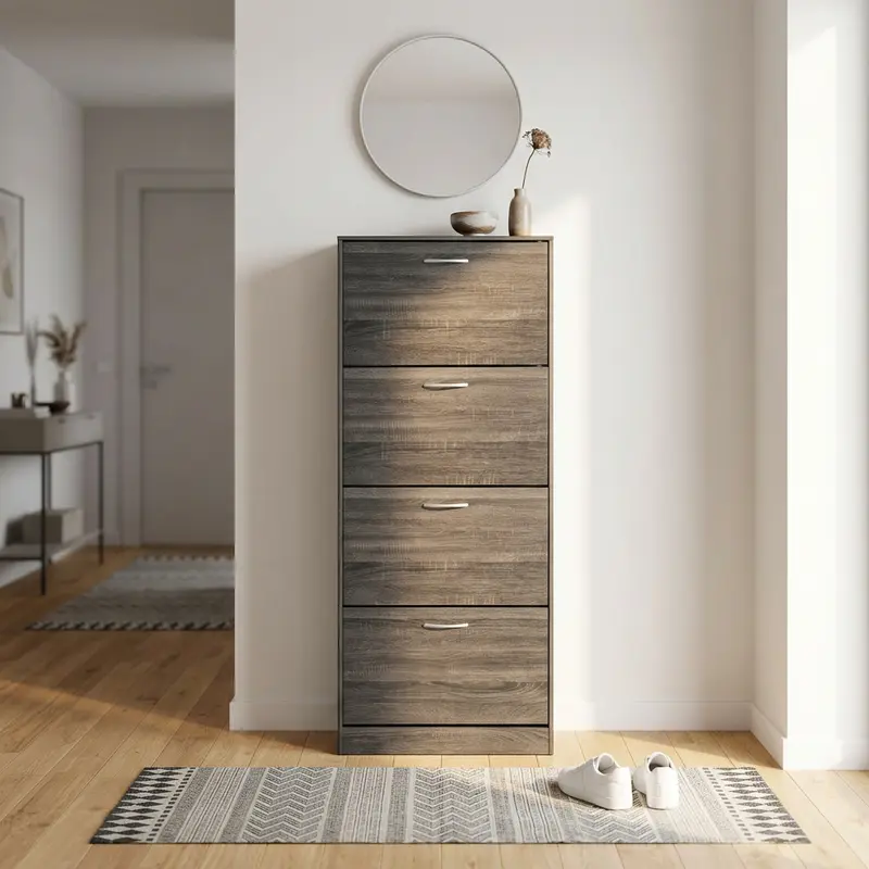 Isolde - scarpiere in legno grigio scuro 60x24x150