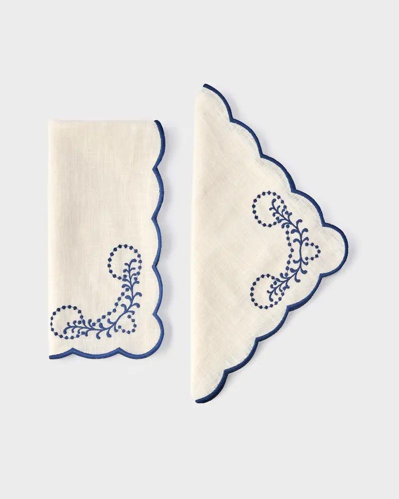 Jackie Embroidered Napkin, Blue