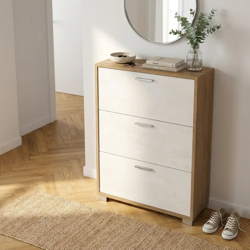 Jesper - scarpiera mdf 3 ante bianco noce