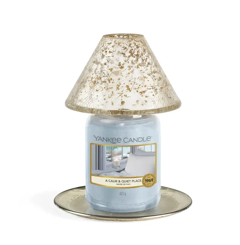 KENSINGTON -Yankee Candle- Paralume e Piatto Grande Finitura Effetto Mercurio su Vetro