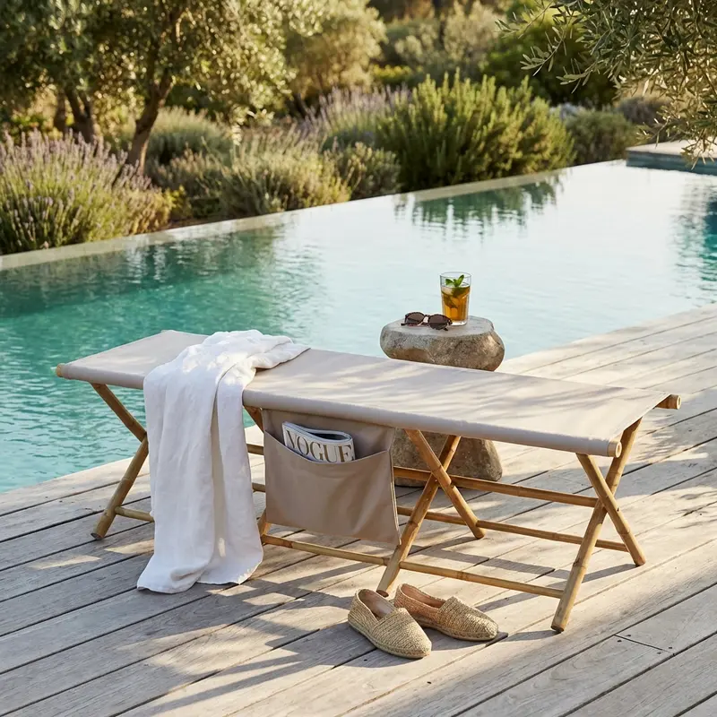 Kibo - lettino da giardino in legno marrone 180x80