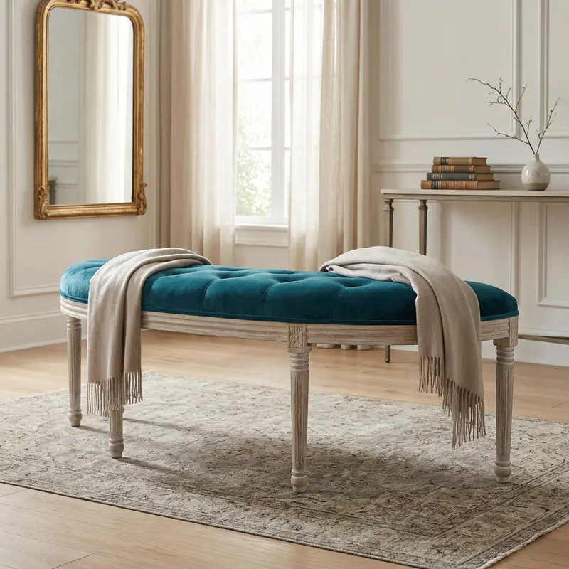 Kiran - panca in legno blu per interno