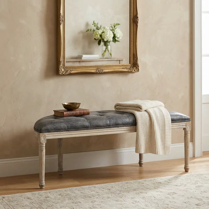 Kiran - panca in legno taupe vintage