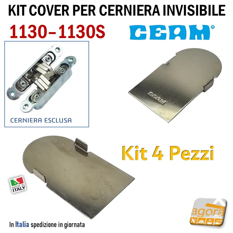 KIT COVER X CERNIERA CEAM 1130 INVISIBILE PLACCA COPERTURA NICHEL CERNIERE 4 PEZZI