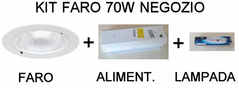 KIT FARO X NEGOZIO SIDE 53003 70W BIANCO INCASSO + ALIMENTATORE + LAMPADA RX7S