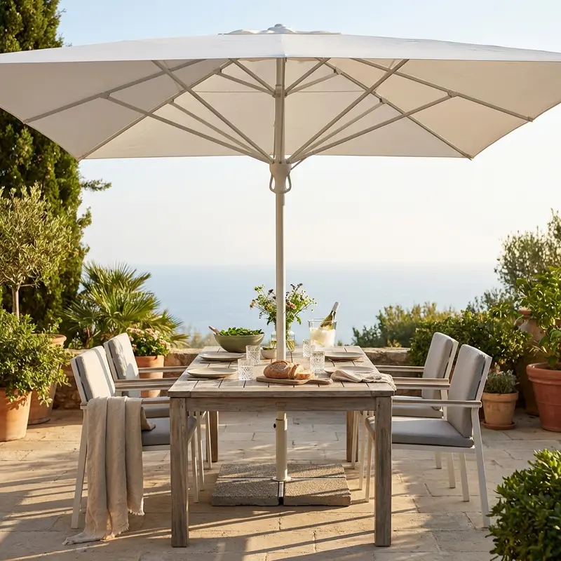 Kodiak - ombrellone da giardino bianco 5 x 5 m