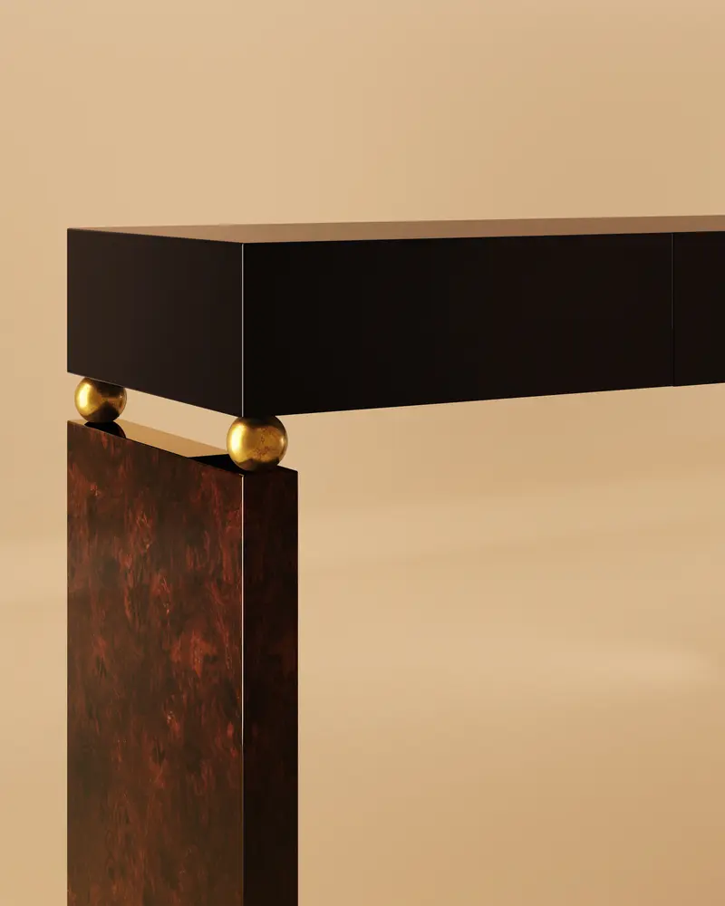 Lacquer and Rootwood Consolle Table by Giuseppe Porcelli, GP02F
