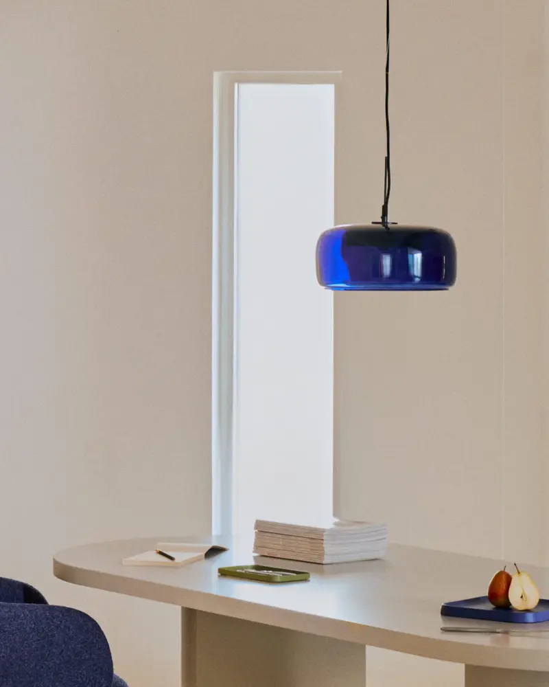 Lampada a soffitto Reig di vetro blu Ø 38 cm