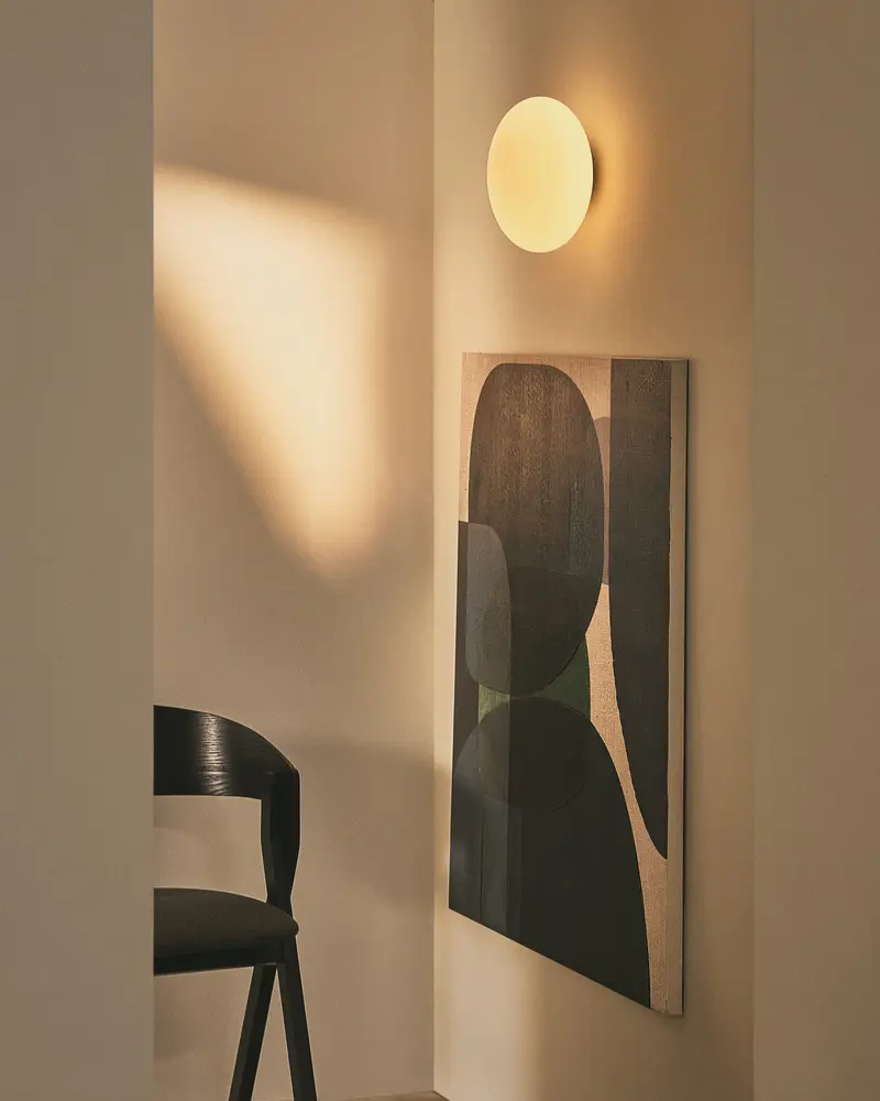 Lampada da parete Bamila in vetro fumé e metallo nero Ø 25 cm
