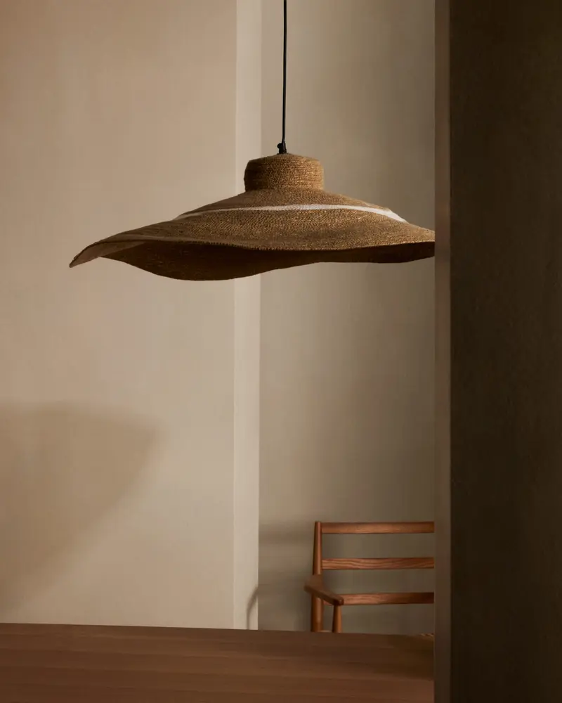 Lampada da soffitto Albenya in fibre naturali e cotone con finitura naturale e in bianco Ø 90 cm