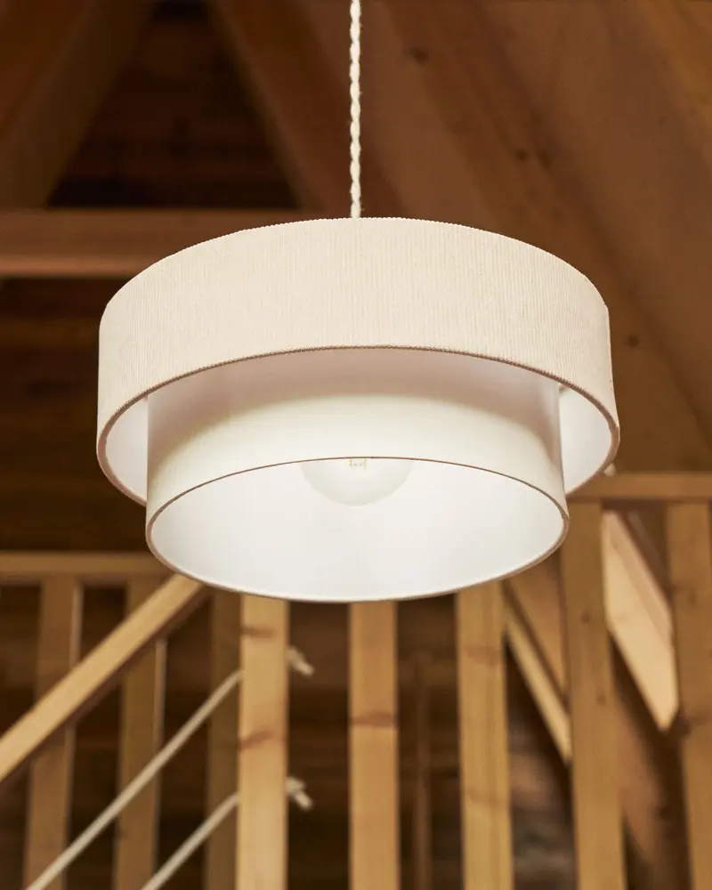 Lampada da soffitto Bianella in cotone e velluto beige Ø 40 cm