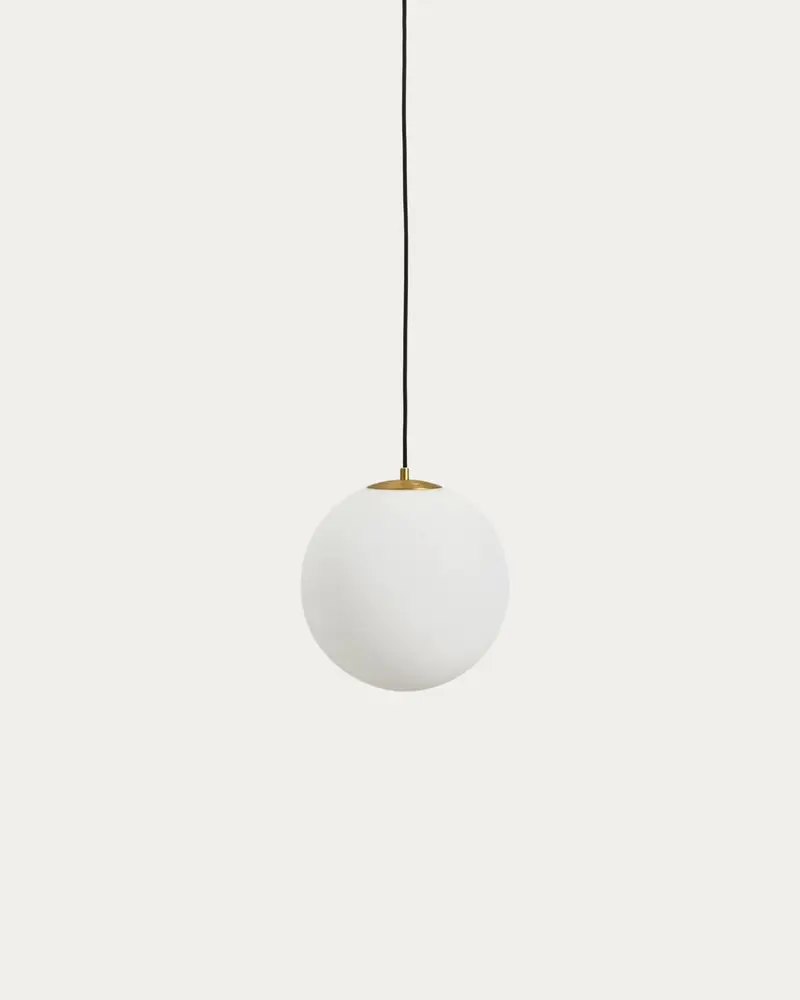 Lampada da soffitto Brisia in metallo con finitura in ottone spazzolato e 1 sfera in vetro satinato Ø30 cm