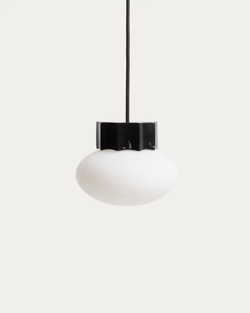 Lampada da soffitto Idela in vetro fumé e marmo nero Ø 15 cm