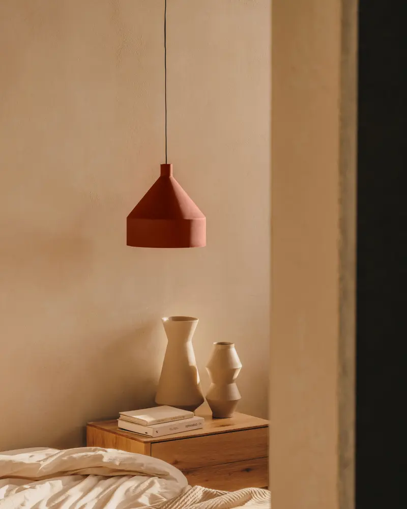 Lampada da soffitto Peralta in metallo verniciato color terracotta Ø 30 cm