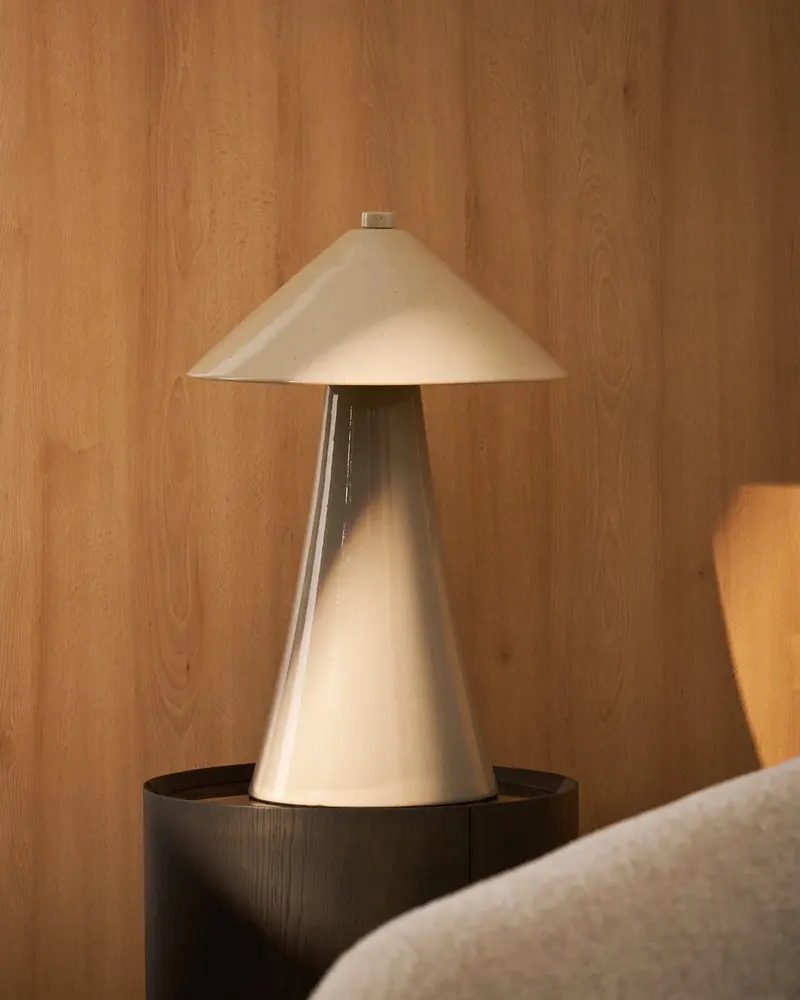 Lampada da tavolo Ceren in ceramica beige 54 cm