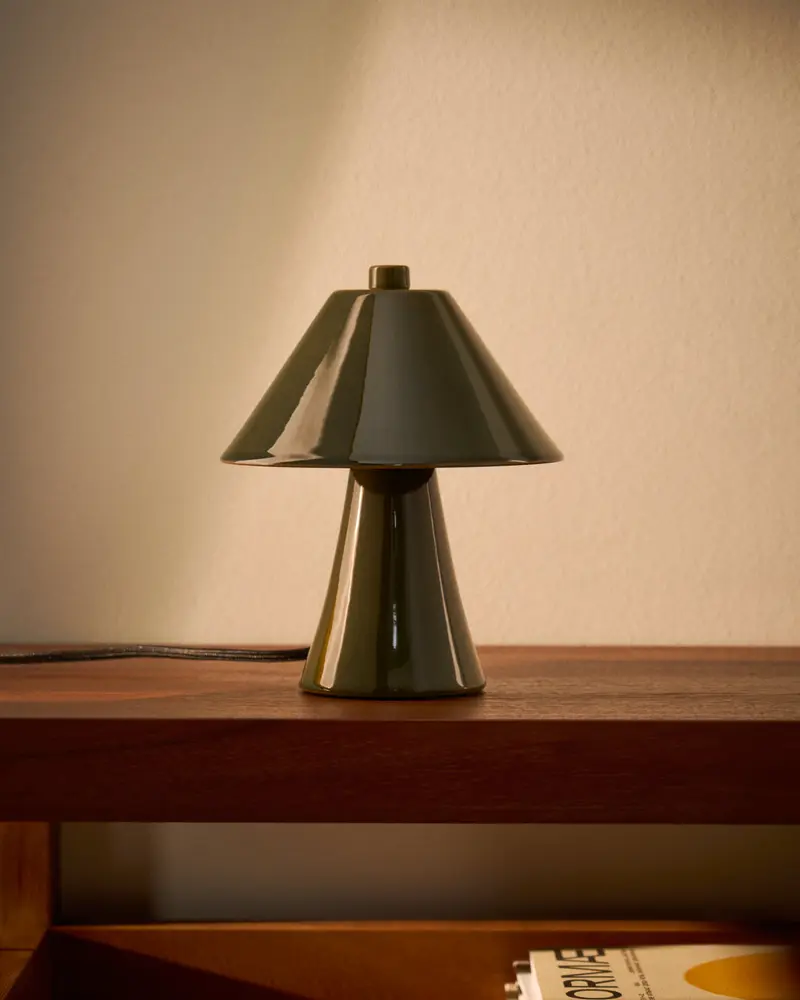 Lampada da tavolo Ceren in ceramica verde 21 cm