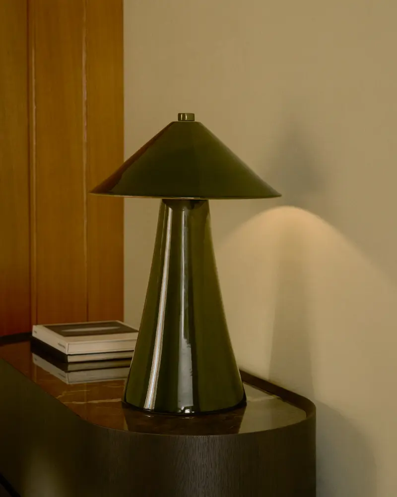 Lampada da tavolo Ceren in ceramica verde 54 cm