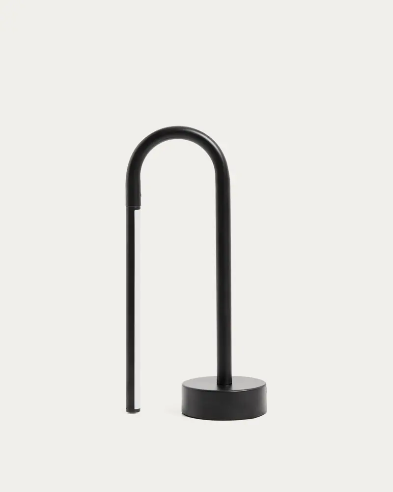 Lampada da tavolo portatile Bow in alluminio nero