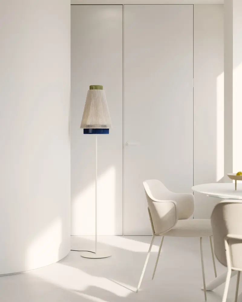 Lampada da terra Yuvia in cotone finitura beige e blu