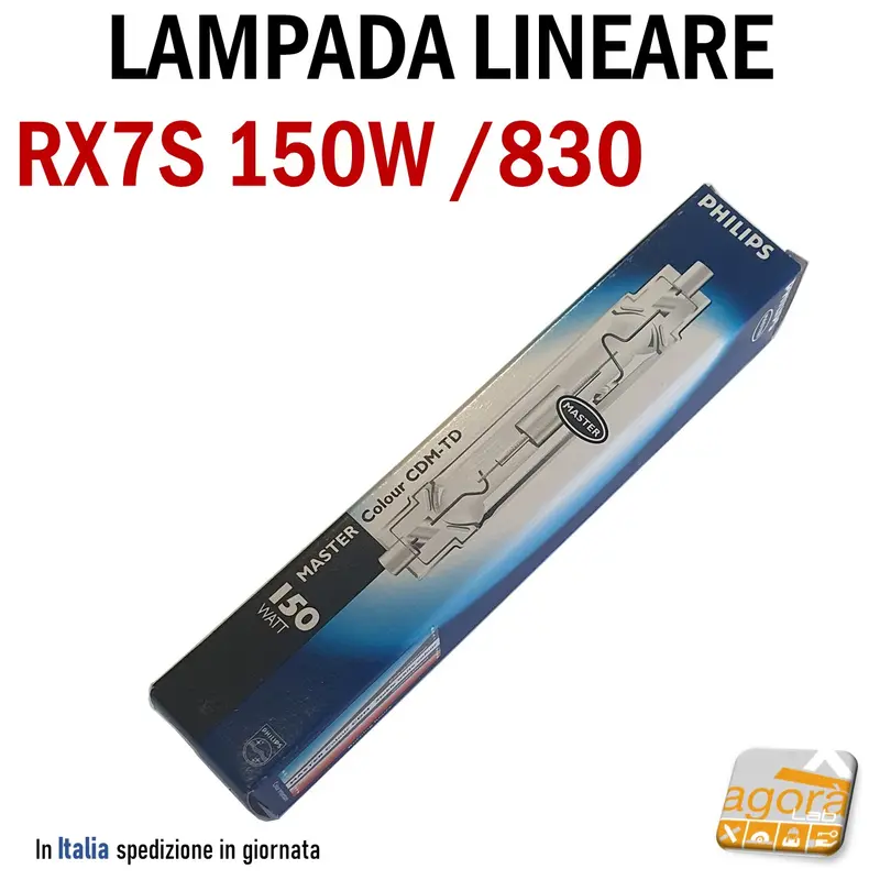 Lampada Philips Master Colour CDM-TD 150w/830 Rx7s attacco lineare per faro da negozio e locale