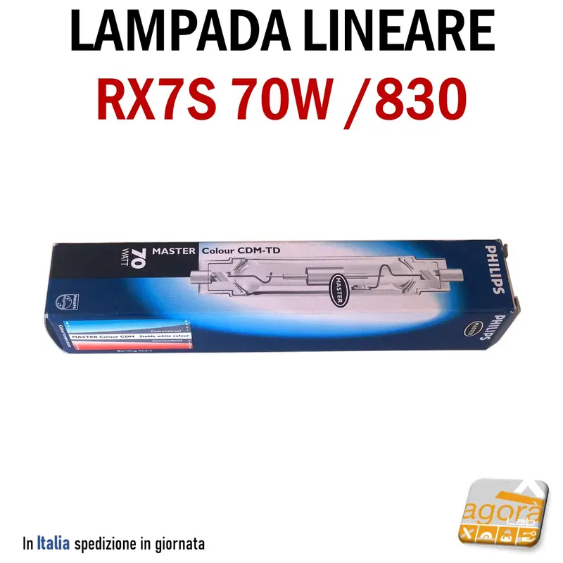 Lampada Philips Master Colour CDM-TD 70w/830 Rx7s per faro da negozio e locale