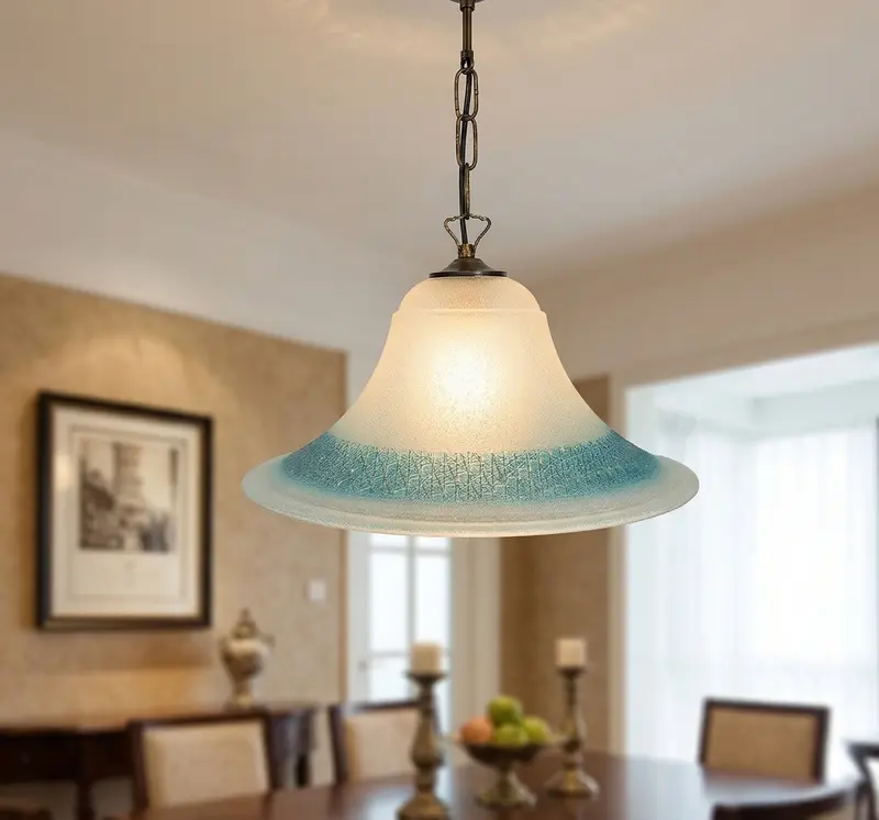 Lampadario a Sospensione Classico in Vetro, 1 Luce, per Cucina, Bagno, Camera, Soggiorno, Scala, Corridoio art. Carter (BLU)
