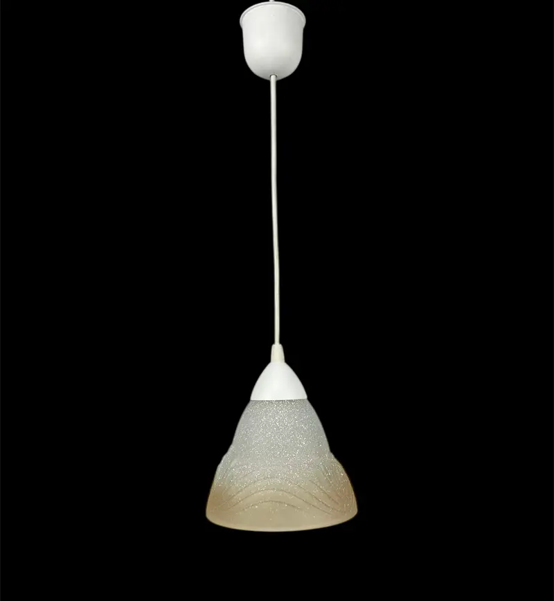 Lampadario a Sospensione Classico in Vetro, 1 Luce, per Cucina, Bagno, Camera, Soggiorno, Scala, Corridoio art. fiocco ambra