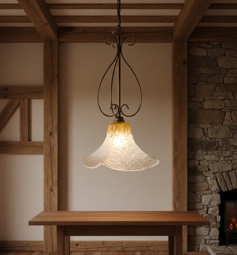 Lampadario a Sospensione Ingresso Classico in Vetro Di Murano, 1 Luce, per Cucina, Bagno, Camera, Soggiorno, Scala, Corridoio art. andres