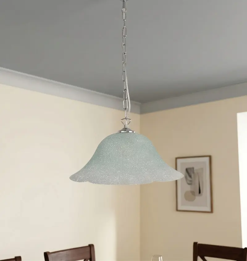 Lampadario a Sospensione Ingresso Moderno in Vetro, 1 Luce, per Cucina, Bagno, Camera, Soggiorno, Scala, Corridoio art. margherita verde