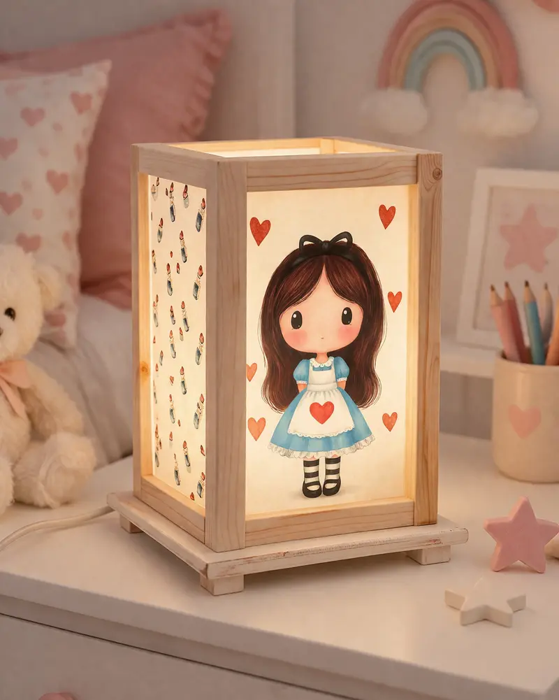 Lampade in Legno Alice nel Paese delle Meraviglie