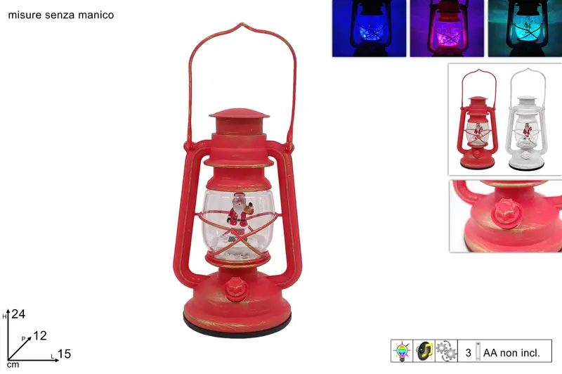 LANTERNA PLASTICA 24CM CON LUCE-MOVIMENTO- MUSICA 2ASS