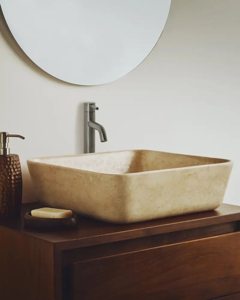 Lavabo da appoggio Darnen in marmo beige 35 x 35 cm
