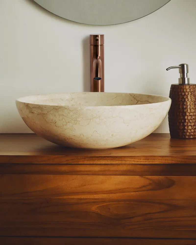 Lavabo da appoggio Darnen in marmo beige Ø 35 cm