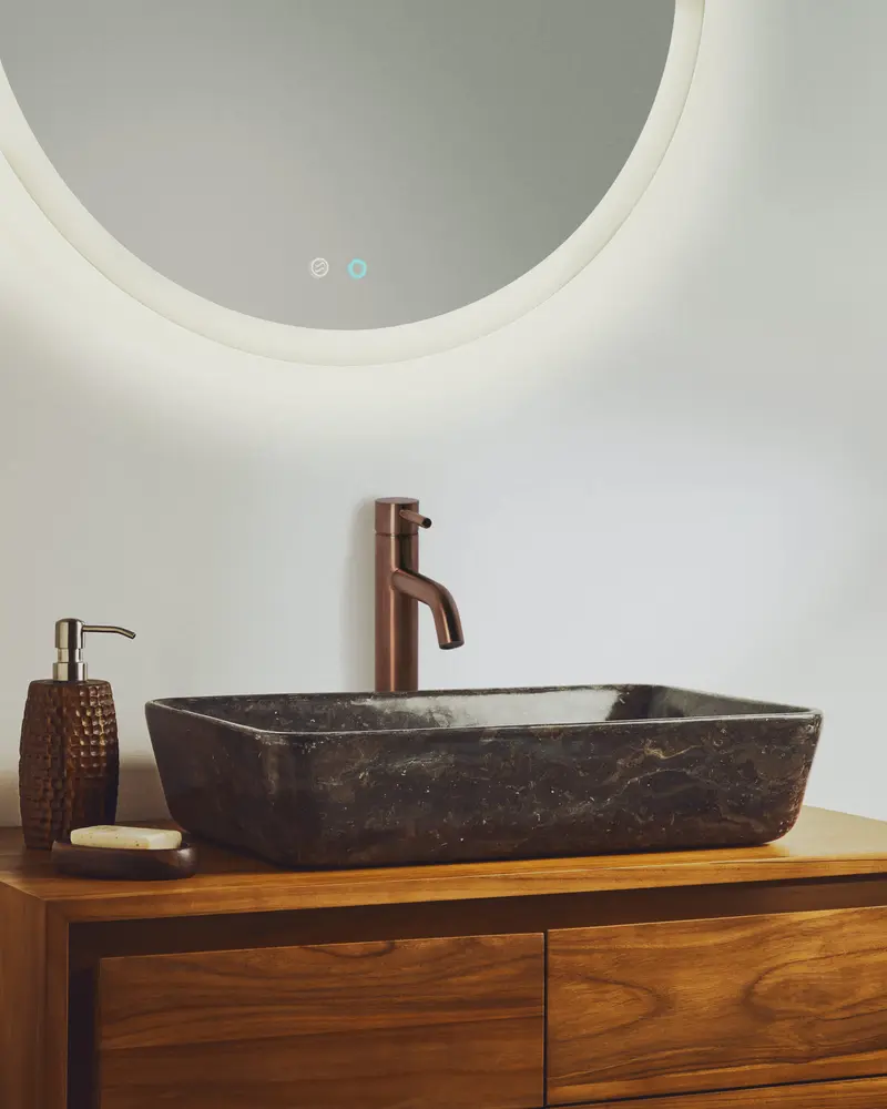 Lavabo da appoggio Darnen in marmo grigio 55 x 35 cm