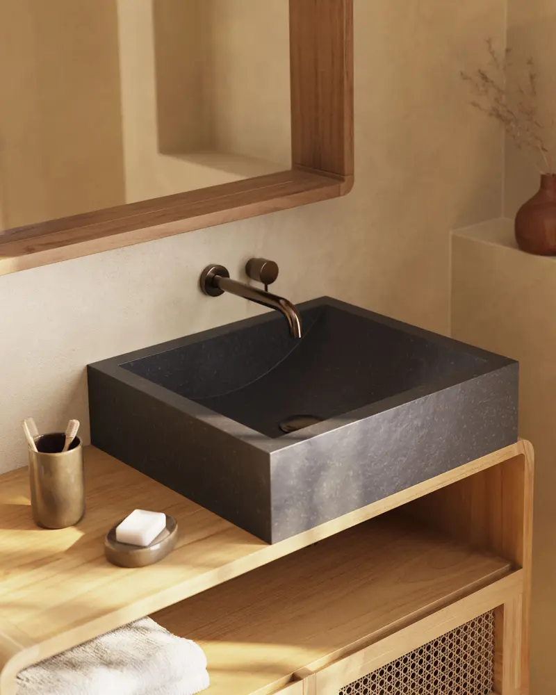 Lavabo da appoggio Delina in terrazzo nero 40 x 45 cm