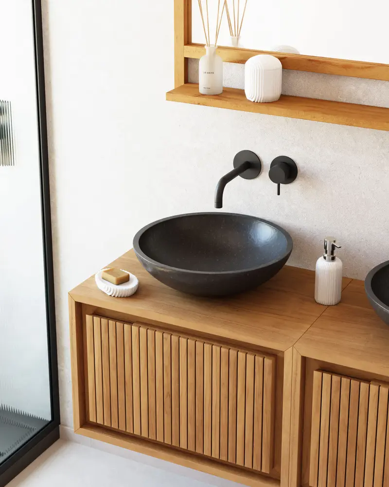Lavabo da appoggio Delina in terrazzo nero Ø 40 cm