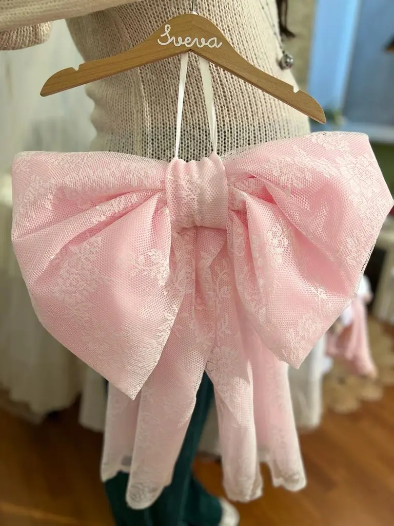 Le dolcezze del cuore - Fiocco Nascita Tulle e Pizzo rosa