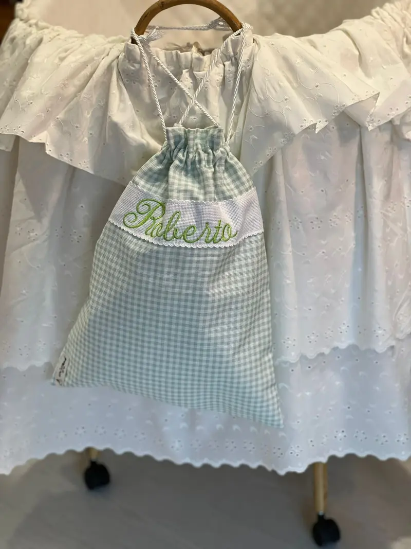Le Dolcezze del Cuore - Sacca Asilo Vichy verde