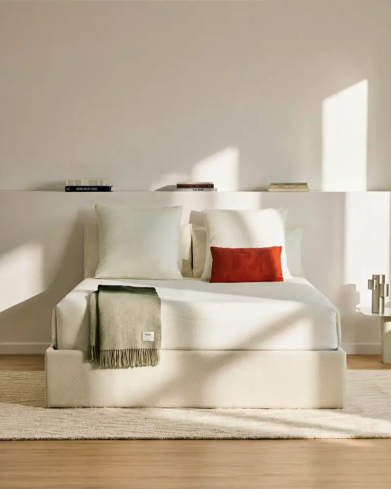 Letto contenitore sfoderabile Nelzi in ciniglia écru per materasso da 150 x 200 cm FSC 100%