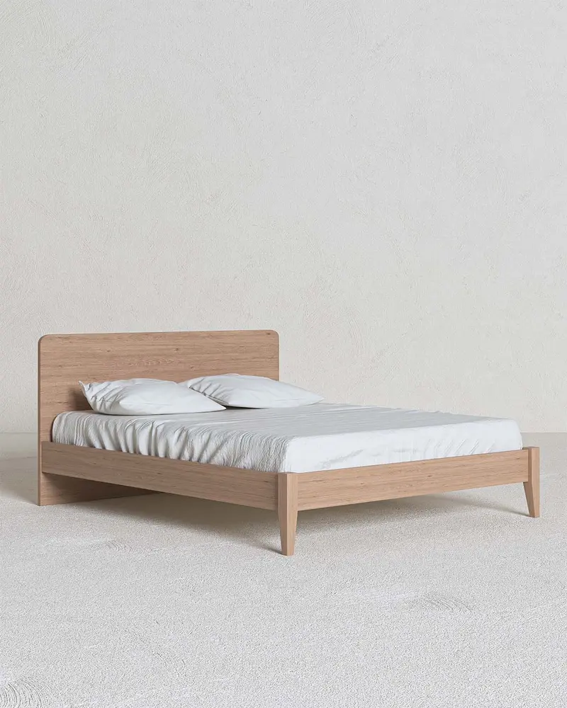 Letto Easy con piedi in legno - Matrimoniale - 10 colori - Design moderno